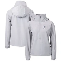 Women's Cutter & Buck  Gray Detroit Tigers Charter Eco Recycled Half-Zip Anorak Jacket