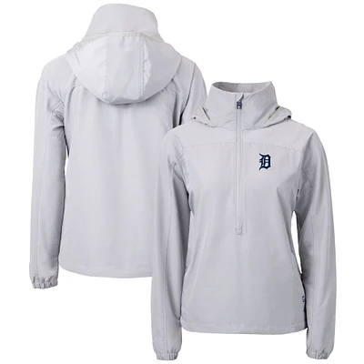 Women's Cutter & Buck  Gray Detroit Tigers Charter Eco Recycled Half-Zip Anorak Jacket