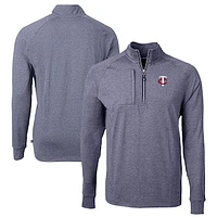 Men's Cutter & Buck Heather Navy Minnesota Twins Big Tall Adapt Eco Knit Stretch Recycled Quarter-Zip Pullover Top