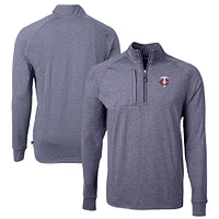 Men's Cutter & Buck Heather Navy Minnesota Twins Big Tall Adapt Eco Knit Stretch Recycled Quarter-Zip Pullover Top