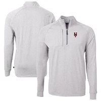 Men's Cutter & Buck Heather Gray New York Mets Big Tall Adapt Eco Knit Stretch Recycled Quarter-Zip Pullover Top