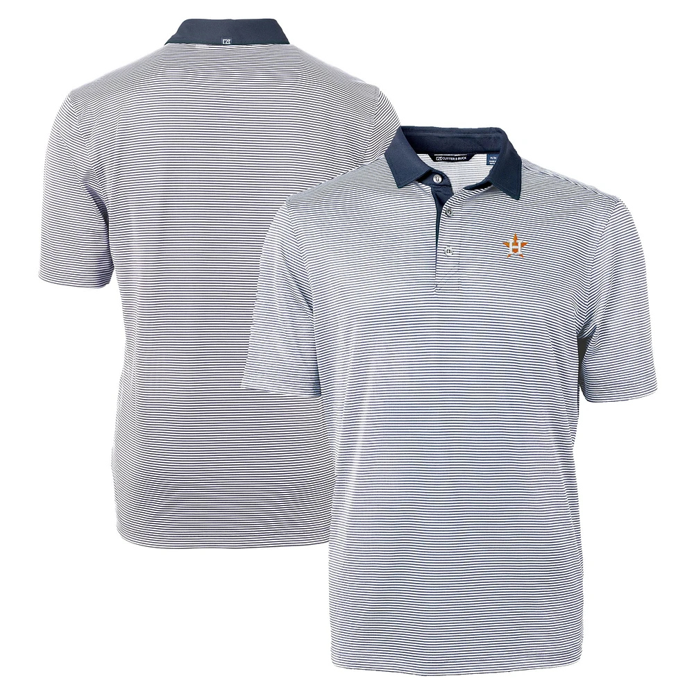 Men's Cutter & Buck Navy/White Houston Astros Virtue Eco Pique Micro Stripe Recycled Big Tall Polo