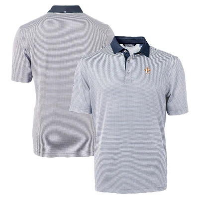 Men's Cutter & Buck Navy/White Houston Astros Virtue Eco Pique Micro Stripe Recycled Big Tall Polo