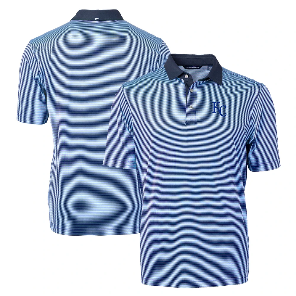 Men's Cutter & Buck Light Blue/Navy Kansas City Royals Virtue Eco Pique Micro Stripe Recycled Big Tall Polo