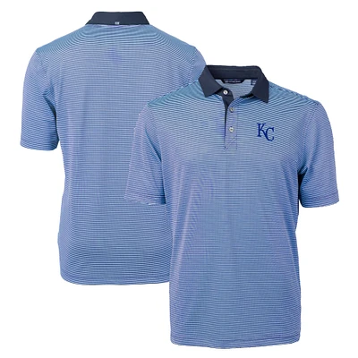 Men's Cutter & Buck Light Blue/Navy Kansas City Royals Virtue Eco Pique Micro Stripe Recycled Big Tall Polo