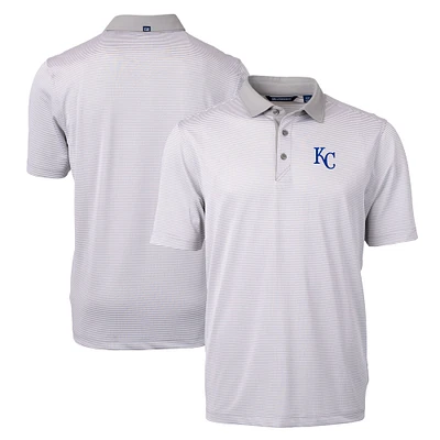 Men's Cutter & Buck Gray/White Kansas City Royals Virtue Eco Pique Micro Stripe Recycled Big Tall Polo