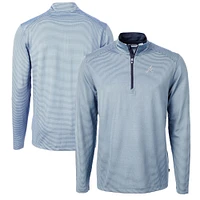 Men's Cutter & Buck Light Blue/Navy Atlanta Braves Virtue Eco Pique Micro Stripe Big Tall Recycled Quarter-Zip Pullover Top