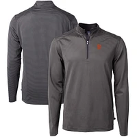 Men's Cutter & Buck Black/Gray San Francisco Giants Virtue Eco Pique Micro Stripe Big & Tall Recycled Quarter-Zip Pullover Top