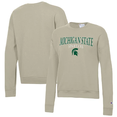 Women's Champion Tan Michigan State Spartans Powerblend Pullover Sweatshirt