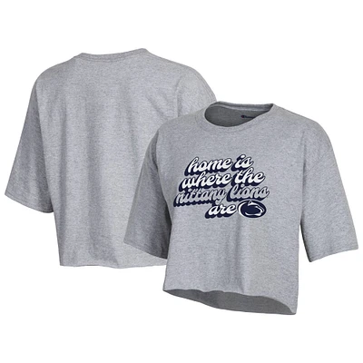 Women's Champion Gray Penn State Nittany Lions Boyfriend Cropped T-Shirt