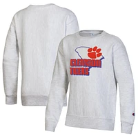 Youth Champion Heather Gray Clemson Tigers Reverse Weave Pullover Sweatshirt