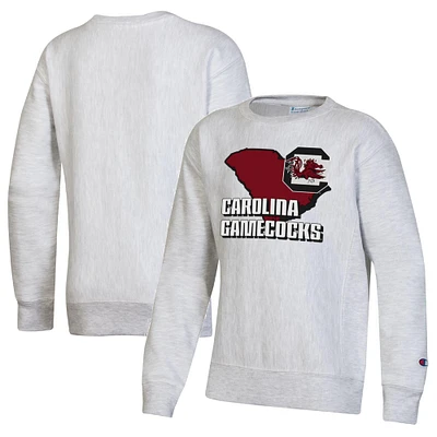 Youth Champion Heather Gray South Carolina Gamecocks Reverse Weave Pullover Sweatshirt