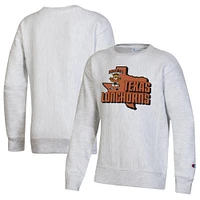 Youth Champion Heather Gray Texas Longhorns Reverse Weave Pullover Sweatshirt