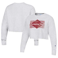 Women's Champion Heather Gray Alabama Crimson Tide Reverse Weave Cropped Pullover Sweatshirt