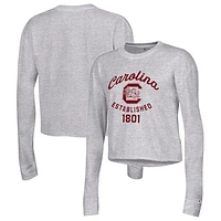 Women's Champion Gray South Carolina Gamecocks Boyfriend Cropped Long Sleeve T-Shirt