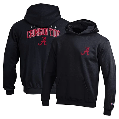 Youth Champion Black Alabama Crimson Tide Powerblend Two-Hit Pullover Hoodie