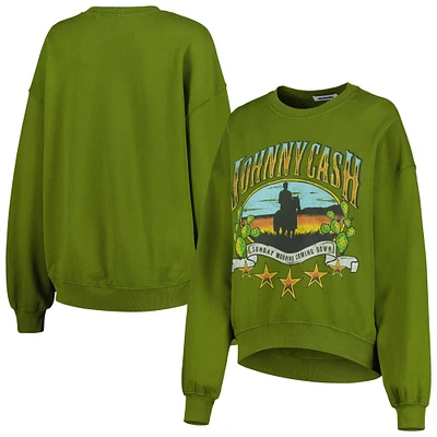 Women's Green Johnny Cash Oversized Pullover Sweatshirt