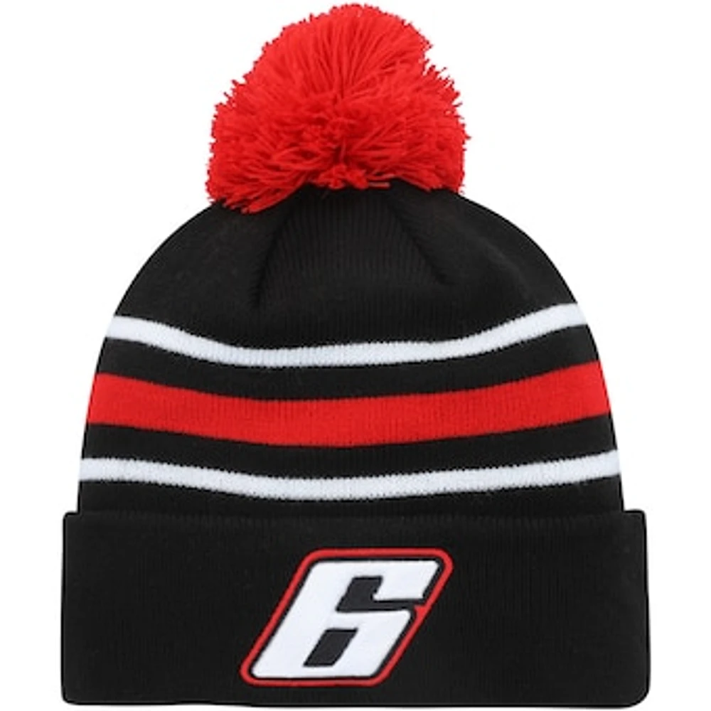 Men's New Era Black Brad Keselowski Cuffed Knit Hat with Pom