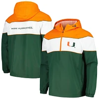 Men's G-III Sports by Carl Banks Green Miami Hurricanes Center Line Half-Zip Raglan Hoodie Jacket