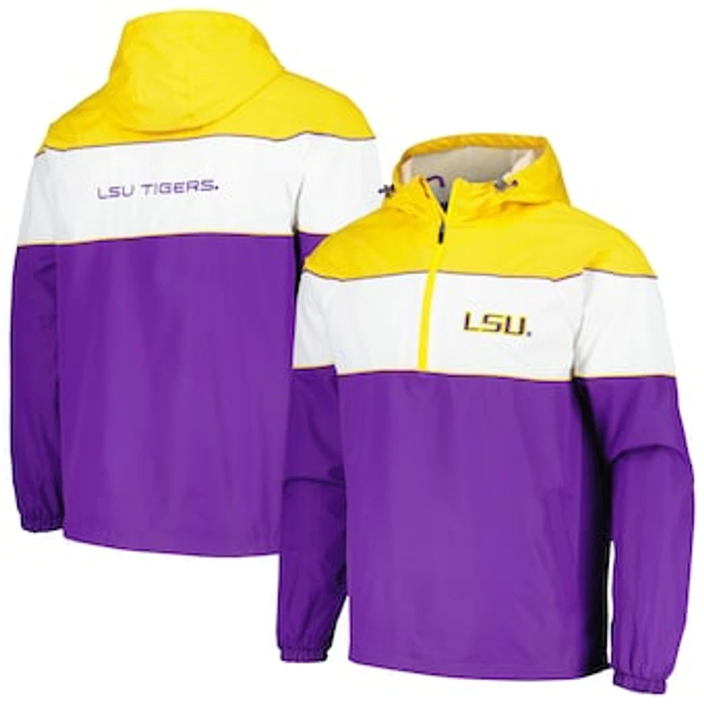 Men's G-III Sports by Carl Banks Purple LSU Tigers Center Line Half-Zip Raglan Hoodie Jacket