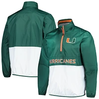 Men's G-III Sports by Carl Banks Green Miami Hurricanes Cornerman Half-Zip Top