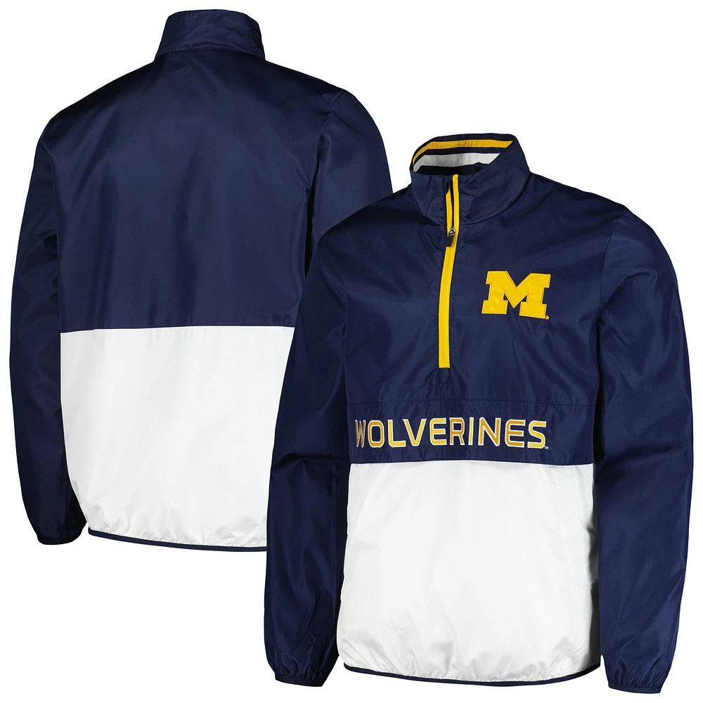 Men's G-III Sports by Carl Banks Navy Michigan Wolverines Cornerman Half-Zip Top