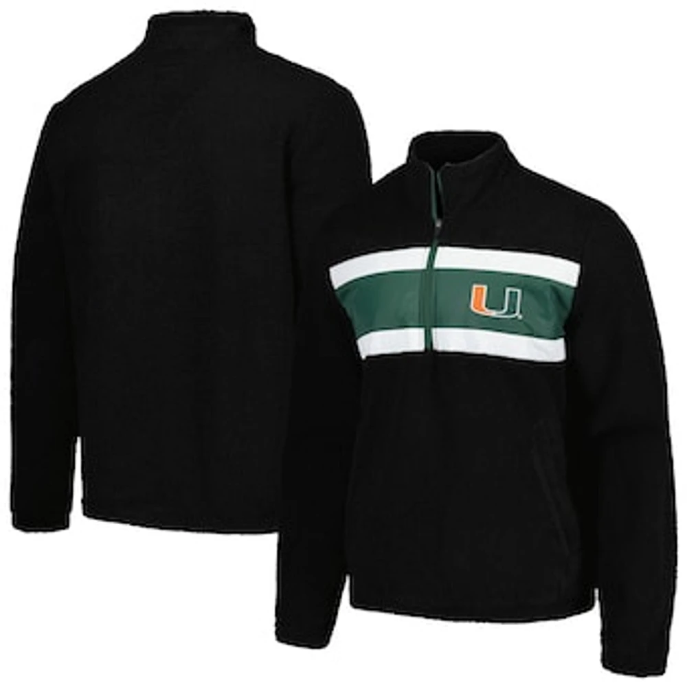 Men's G-III Sports by Carl Banks Black Miami Hurricanes Pinch Runner Half-Zip Top