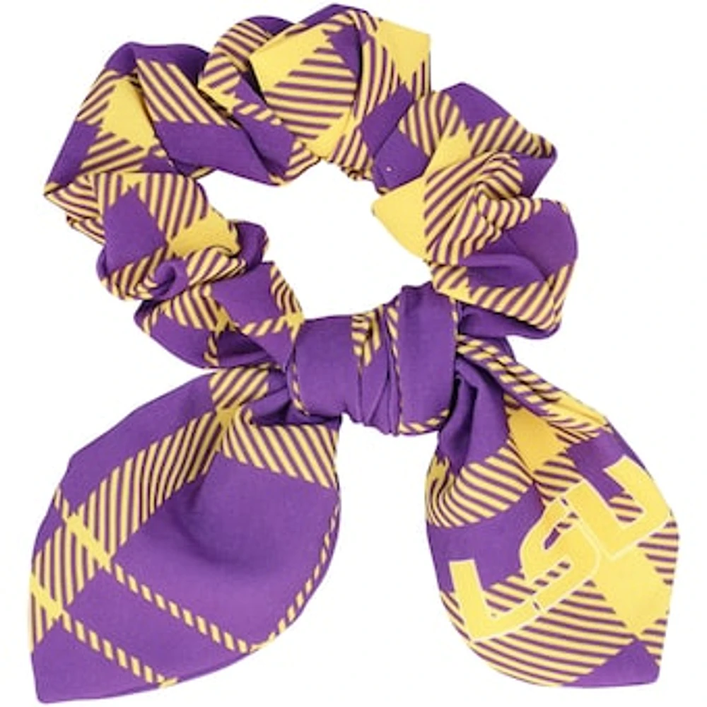 ZooZatz LSU Tigers Plaid Scrunchie with Bow