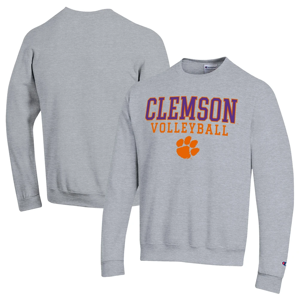 Men's Champion Clemson Tigers Volleyball Stack Pullover Crewneck Sweatshirt