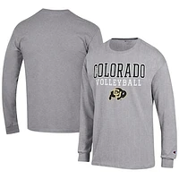 Men's Champion Gray Colorado Buffaloes Volleyball Stack Long Sleeve T-Shirt