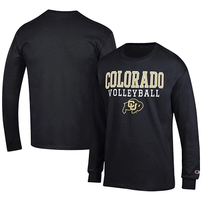 Men's Champion Black Colorado Buffaloes Volleyball Stack Long Sleeve T-Shirt