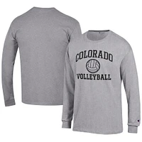 Men's Champion Gray Colorado Buffaloes Volleyball Icon Long Sleeve T-Shirt
