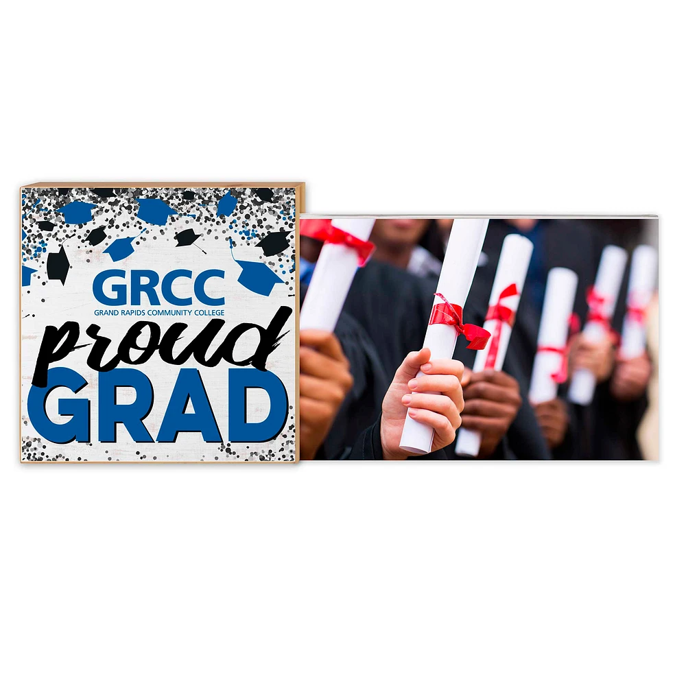 White Grand Rapids Raiders 5" x 10.5" Proud Grad Floating Frame