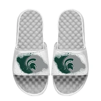 Men's ISlide  White Michigan State Spartans Spray Paint Slide Sandals