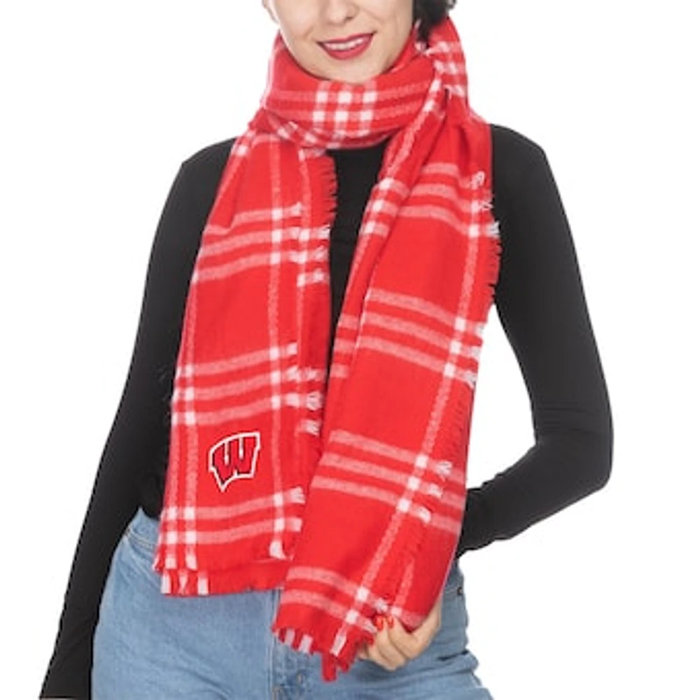 Women's ZooZatz Wisconsin Badgers Plaid Blanket Scarf