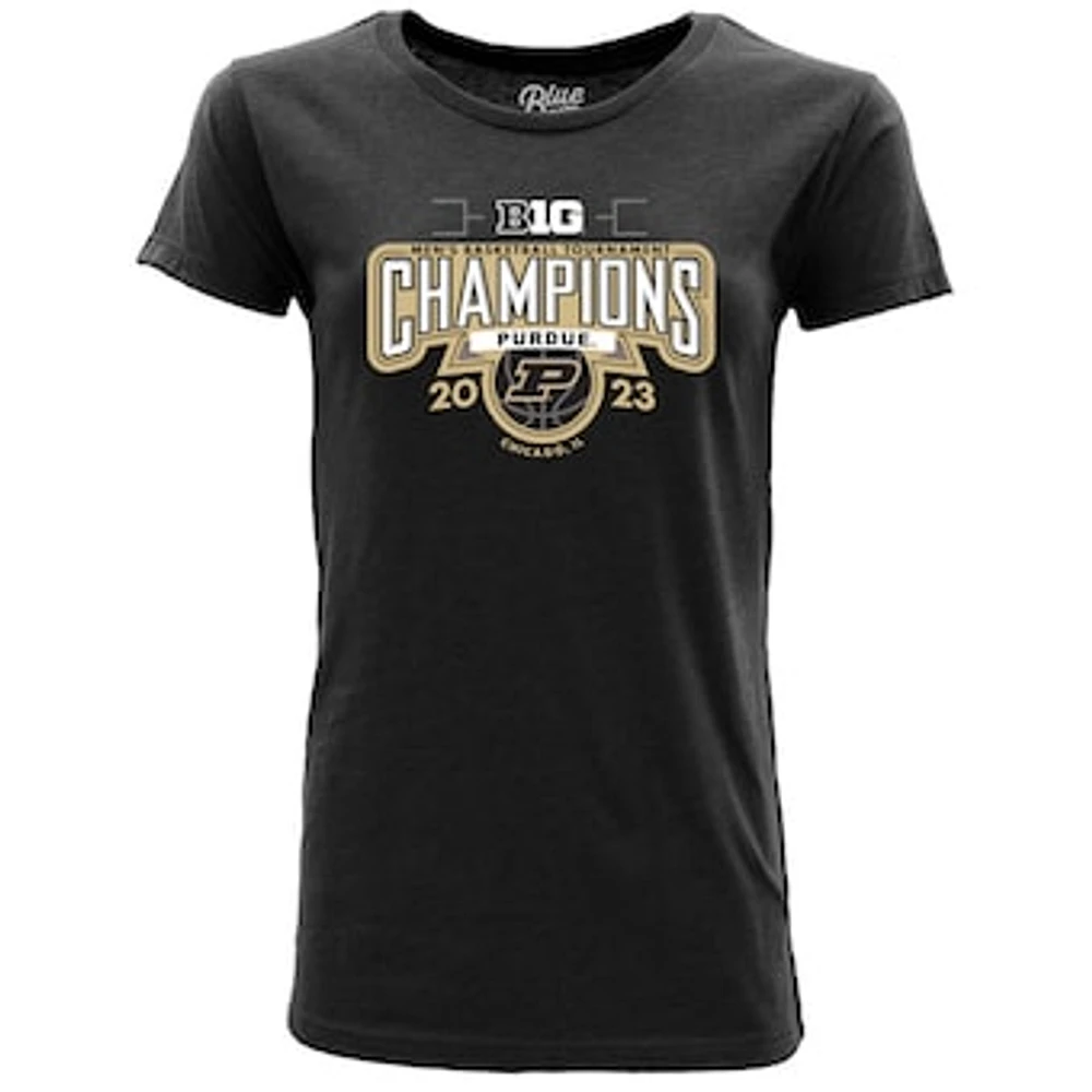 Women's Blue 84  Black Purdue Boilermakers 2023 Big Ten Men's Basketball Conference Tournament Champions Locker Room T-Shirt