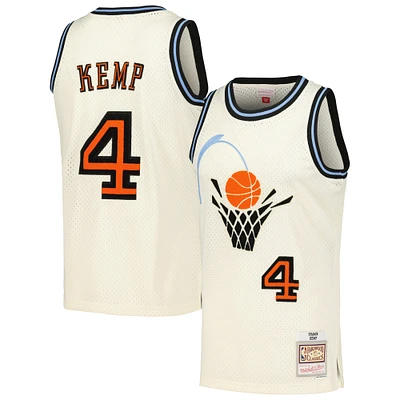 Men's Mitchell & Ness Shawn Kemp Cream Cleveland Cavaliers Chainstitch Swingman Jersey