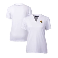 Women's Cutter & Buck  White Green Bay Packers Helmet Logo DryTec Forge Stretch V-Neck Blade Top