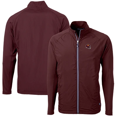 Men's Cutter & Buck  Burgundy Washington Commanders Helmet Adapt Eco Knit Hybrid Recycled Full-Zip Jacket