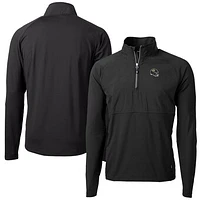 Men's Cutter & Buck  Black Jacksonville Jaguars Helmet Adapt Eco Knit Hybrid Recycled Quarter-Zip Pullover Top