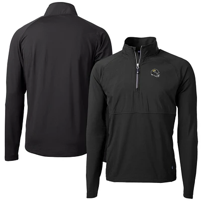 Men's Cutter & Buck  Black Jacksonville Jaguars Helmet Adapt Eco Knit Hybrid Recycled Quarter-Zip Pullover Top