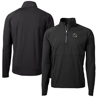 Men's Cutter & Buck  Black Jacksonville Jaguars Helmet Adapt Eco Knit Hybrid Recycled Quarter-Zip Pullover Top