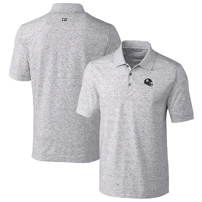 Men's Cutter & Buck  Gray Pittsburgh Steelers Helmet Advantage Space Dye Tri-Blend Polo