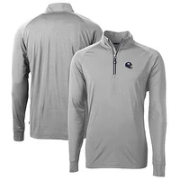 Men's Cutter & Buck  Silver New York Giants Helmet Adapt Eco Knit Stretch Recycled Quarter-Zip Pullover Top