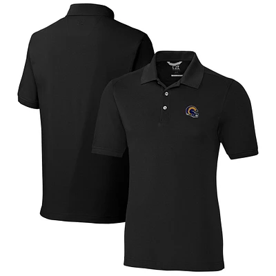 Men's Cutter & Buck  Black Los Angeles Rams Helmet Advantage Tri-Blend Pique Polo