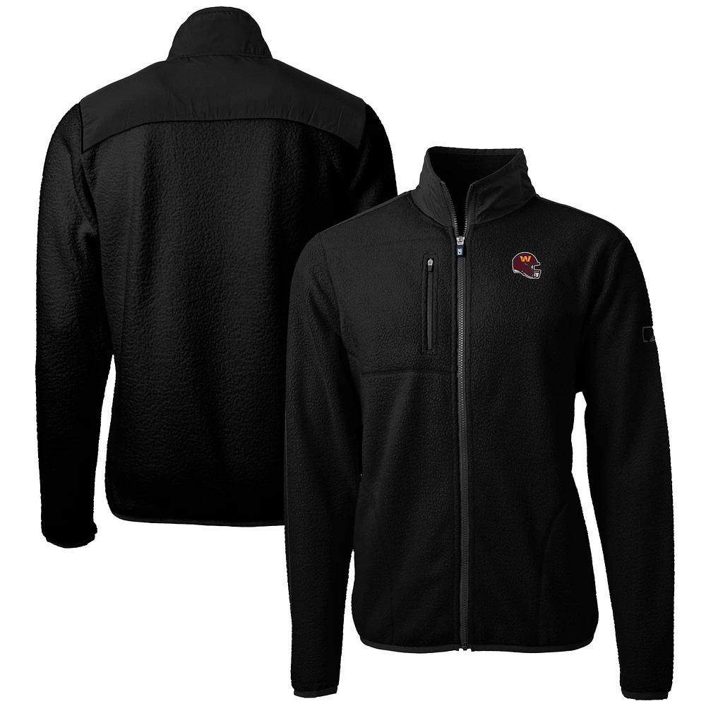 Men's Cutter & Buck Black Washington Commanders Helmet Cascade Eco Sherpa Fleece Full-Zip Jacket