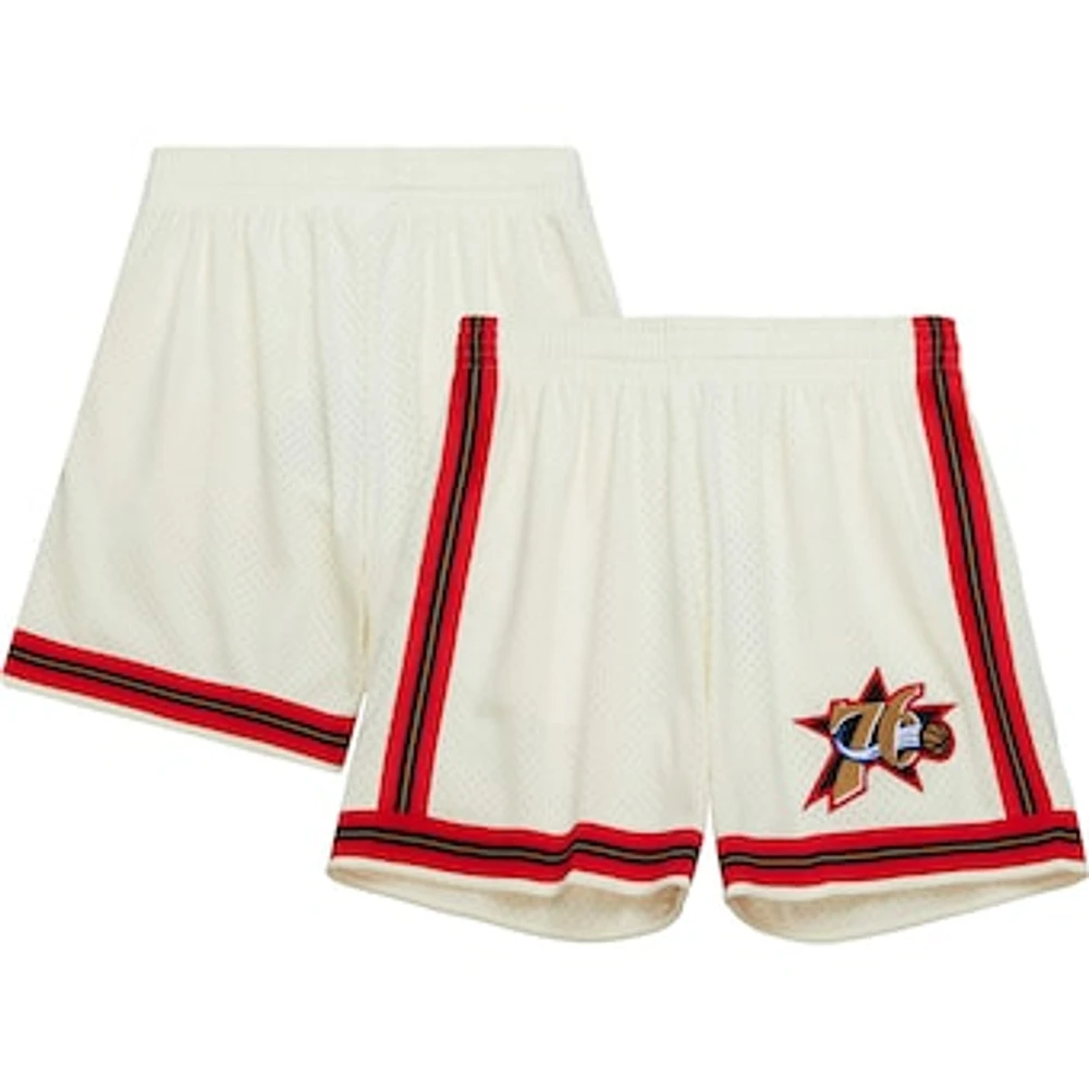 Men's Mitchell & Ness Cream Philadelphia 76ers Chainstitched Swingman Shorts