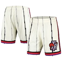 Men's Mitchell & Ness Cream Toronto Raptors Chainstitched Swingman Shorts