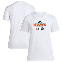 Women's adidas White Miami Hurricanes 2023 NCAA Men's Basketball Tournament March Madness Final Four Regional Champions Fresh T-Shirt