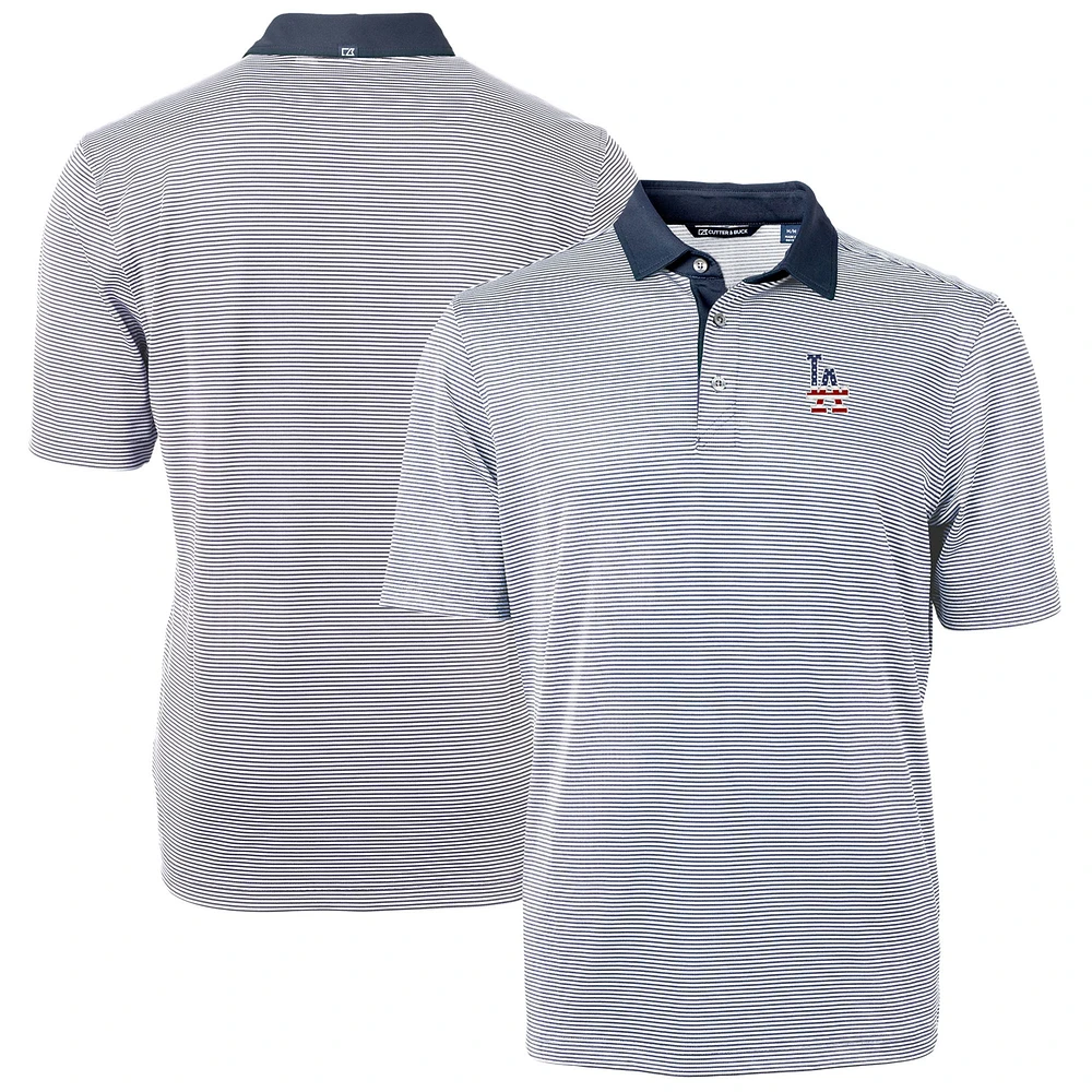 Men's Cutter & Buck Navy Los Angeles Dodgers Americana Logo Big & Tall Virtue Eco Pique Recycled Polo